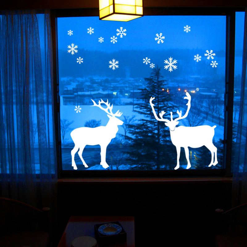 クリスマスステッカー トナカイ&雪の結晶 ssn-008-001