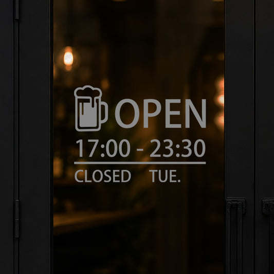 営業時間ステッカー 居酒屋・酒場向け ビールジョッキ sdr-039-001