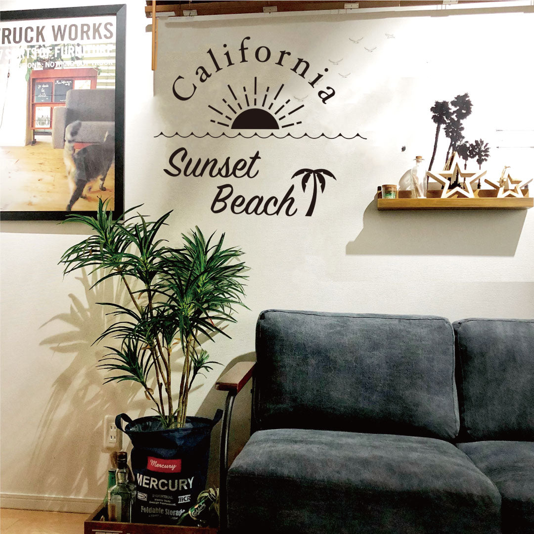 Californiaサンセットビーチウォールステッカー tzn-002-001